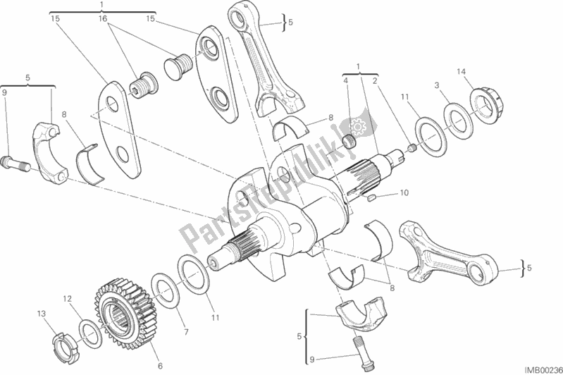 All parts for the Connecting Rods of the Ducati Diavel Xdiavel S Brasil 1260 2018
